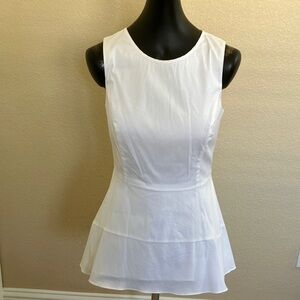 WHBM White Hi-Lo Peplum Top